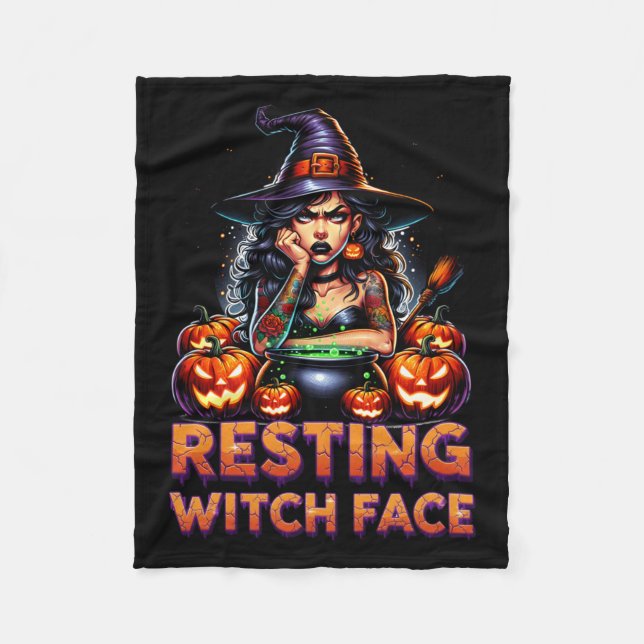 Resting Witch Face Funny Sarcastic Halloween Rude  Fleece Blanket (Front)