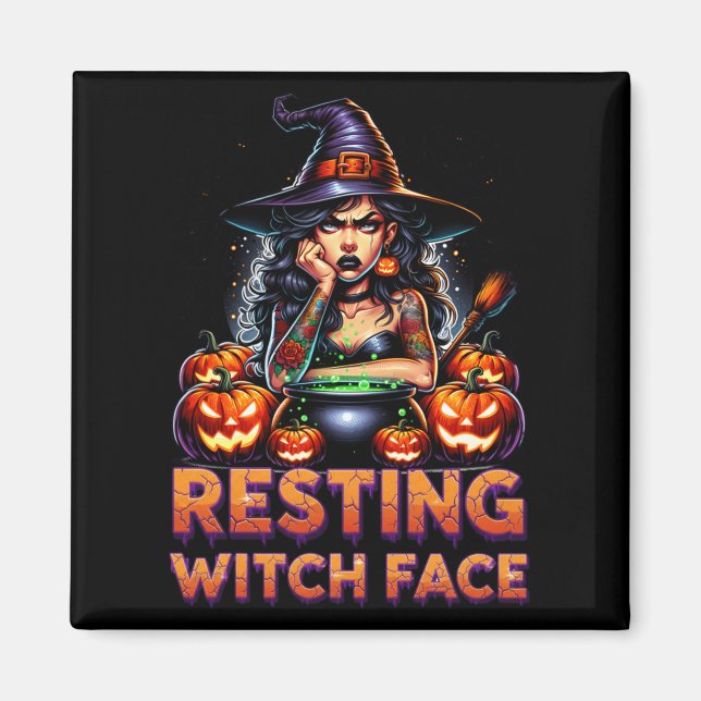 Resting Witch Face Funny Sarcastic Halloween Rude  Magnet (Front)