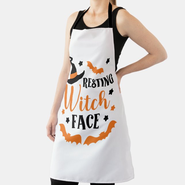 Resting Witch Face Halloween  Apron (Insitu)
