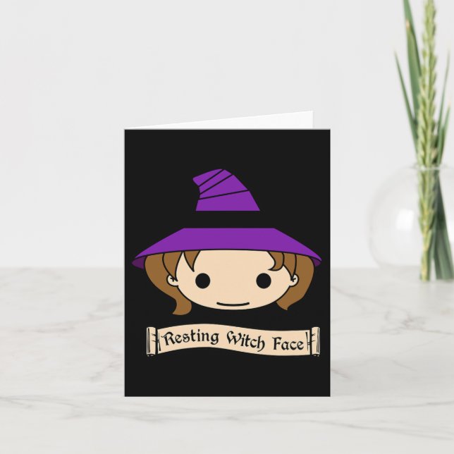 Resting Witch Face Halloween Costume  Card (Front)