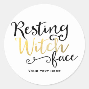 Resting Witch Face Halloween Costume Party Classic Round Sticker
