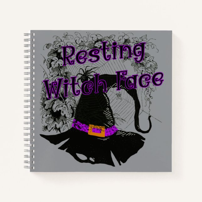 Resting Witch Face - Halloween Spider Web Notebook (Front)