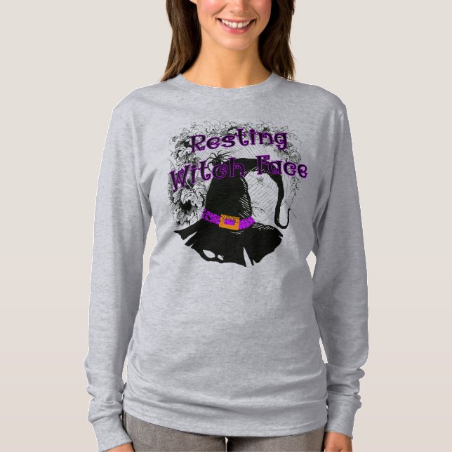 Resting Witch Face - Halloween Spider Web T-Shirt (Front)