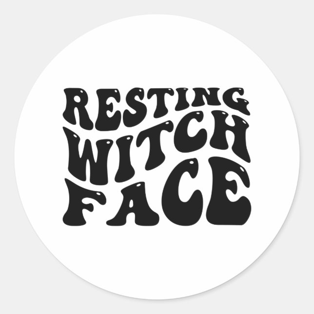 Resting Witch Face-Halloween-Spooky-Scary-Funny Classic Round Sticker (Front)