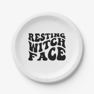 Resting Witch Face-Halloween-Spooky-Scary-Funny Paper Plate