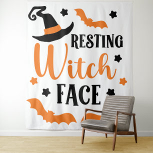 Resting Witch Face Halloween  Tapestry