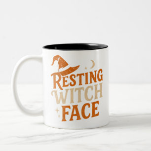 Resting Witch Face Halloween Two-Tone Coffee Mug