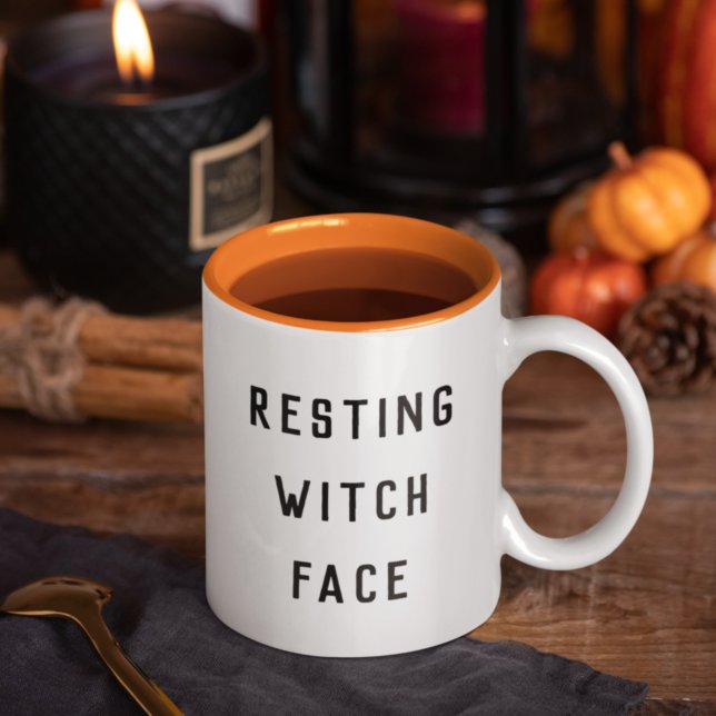 Resting Witch Face Halloween Two-Tone Coffee Mug (Creator Uploaded)