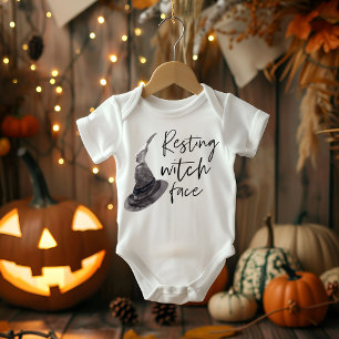 Resting Witch Face   Happy Halloween   Fun Quote   Baby Bodysuit