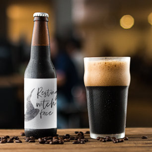 Resting Witch Face   Happy Halloween   Fun Quote   Beer Bottle Label