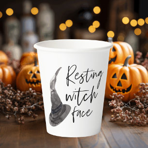 Resting Witch Face   Happy Halloween   Fun Quote   Paper Cups