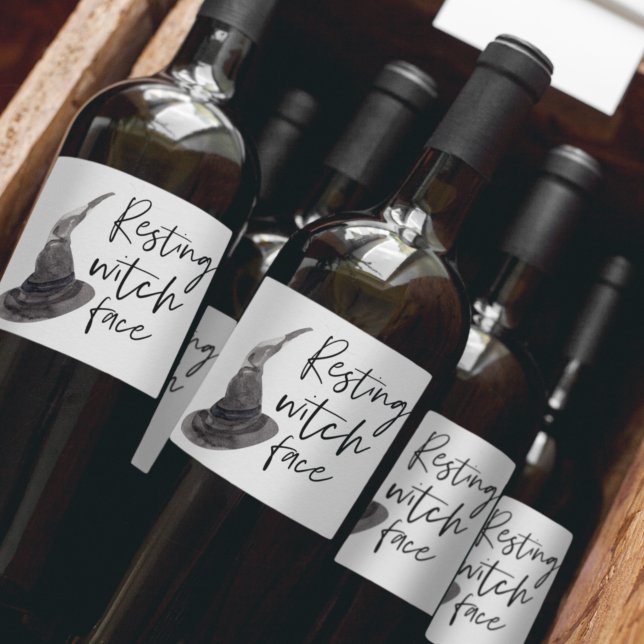 Resting Witch Face | Happy Halloween | Fun Quote | Wine Label (Creator Uploaded)