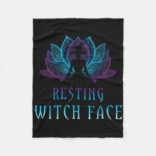 Resting Witch Face Lotus Funny Halloween Yoga Witc Fleece Blanket