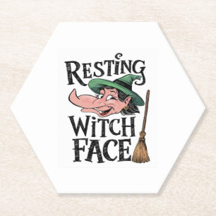 Resting Witch Face Paper Coaster
