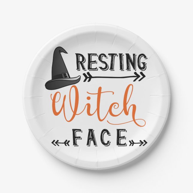 resting witch face paper plate (Front)