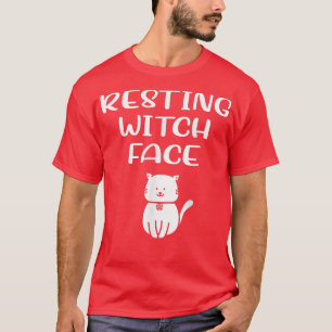 Resting Witch Face Pentacle Cat Wiccan Pagan Cheek T-Shirt