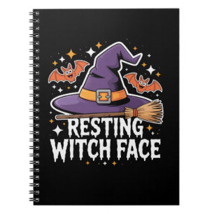 Resting Witch Face Scary Broomstick Funny Hallowee Notebook