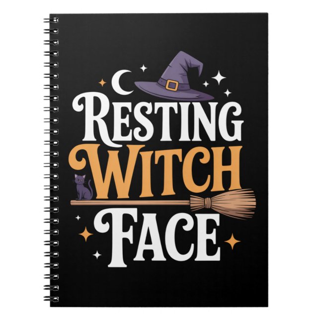 Resting Witch Face - stylish and spooky Halloween Notebook (Front)