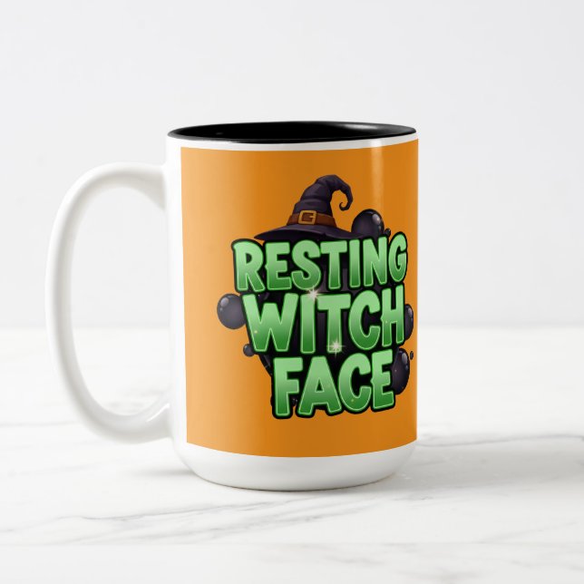 Resting Witch Face Tee Two-Tone Coffee Mug (Left)