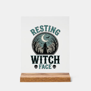 Resting Witch Face Vintage Halloween Design_1 Acrylic Sign