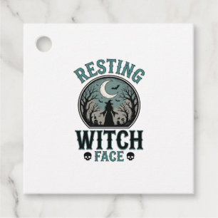 Resting Witch Face Vintage Halloween Design_1 Favour Tags
