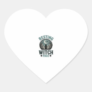 Resting Witch Face Vintage Halloween Design_1 Heart Sticker