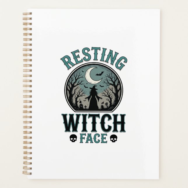 Resting Witch Face Vintage Halloween Design_1 Planner (Front)