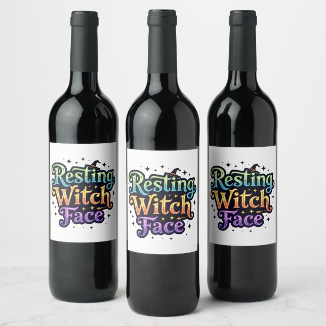 Resting Witch Face Wine Label (Bottles)
