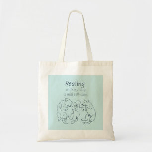 Resting with my dog  - Dog Mum cotton tote bag 