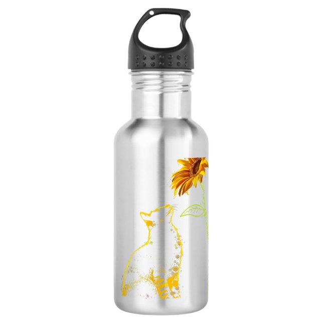 Resting Yellow Cat Under Sunflower  710 Ml Water Bottle (Front)