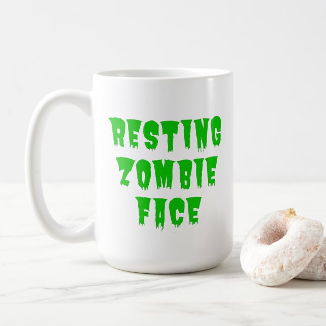 Resting Zombie Face - Funny Halloween 2022     Coffee Mug (With Donut)