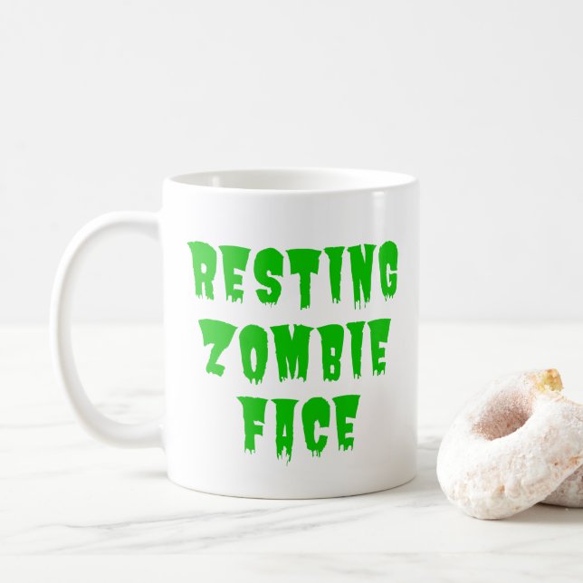 Resting Zombie Face - Funny Halloween 2022      Coffee Mug (With Donut)
