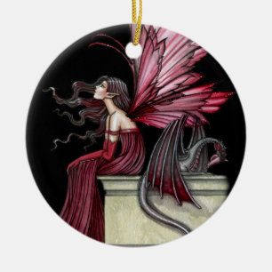 Restless Ruby Fairy and Dragon Ornament