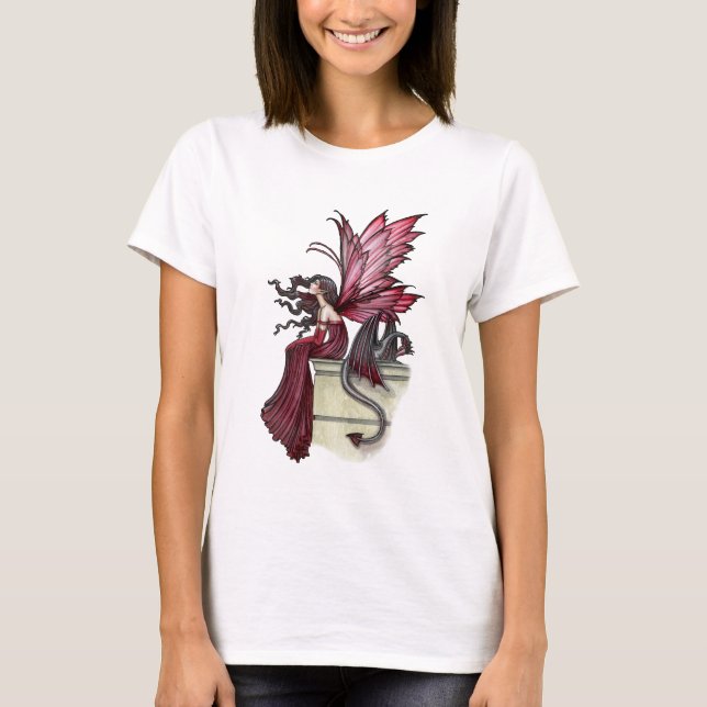 Restless Ruby Gothic Red Fairy and Dragon T-Shirt (Front)
