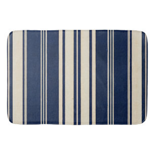 Restoration Ivory Navy Blue Vintage Weave Look Bath Mat