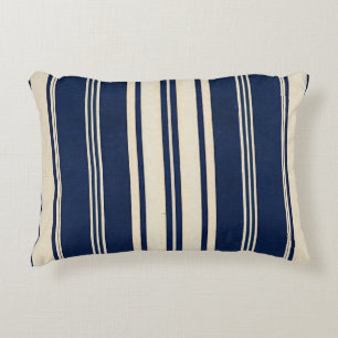 Restoration Ivory Navy Blue Vintage Weave Look Decorative Cushion