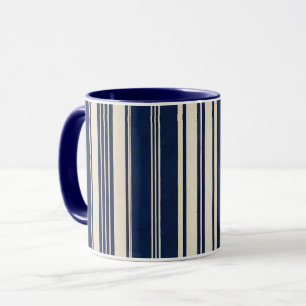 Restoration Ivory Navy Blue Vintage Weave Look Mug