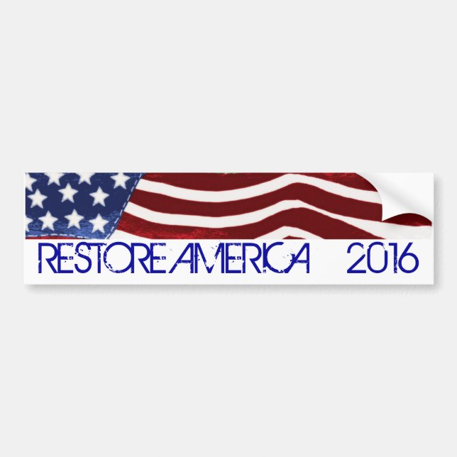 RESTORE AMERICA 2016 Old Glory Bumper Sticke4 Bumper Sticker (Front)