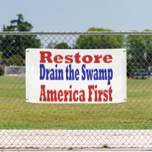 Restore America First Drain the Swamp red blue Banner