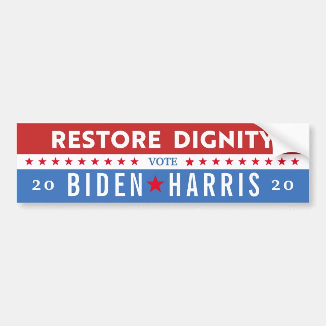 RESTORE DIGNITY Vote FOR JOE BIDEN 2020 PRESIDENT Bumper Sticker (Front)