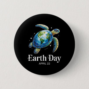 Restore Earth Earth Day 2025 Sea Turtle Art Save T 6 Cm Round Badge