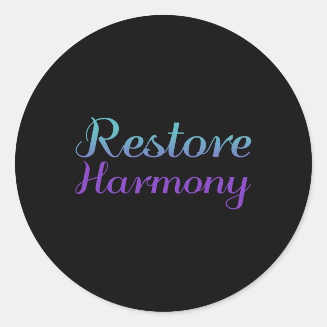 Restore Harmony Suicide Prevention Depression Awar Classic Round Sticker (Front)