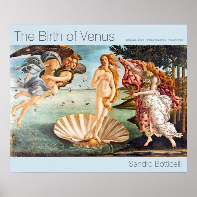 Restored and Recolored Botticelli Birth of Venus Poster (Front)