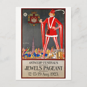 Restored Belgium Antwerp Vintage Travel Poster Postcard