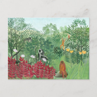 Restored Colour Henri Rousseau Tropical Jungle Art Postcard