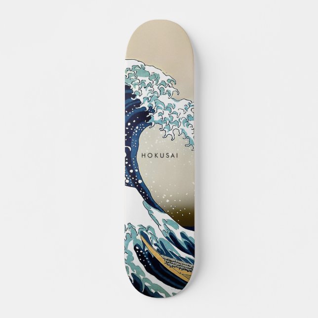 Restored Great Wave off Kanagawa Custom Text Skateboard (Front)