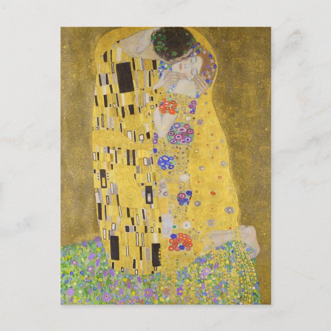 Restored Gustav Klimt The Kiss Art Nouveau Postcard (Front)