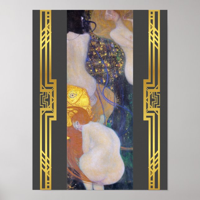 Restored Klimt Goldfish Art Nouveau Painting Poster (Front)