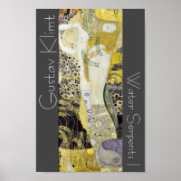 Restored Klimt Water Serpents Art Nouveau Painting
