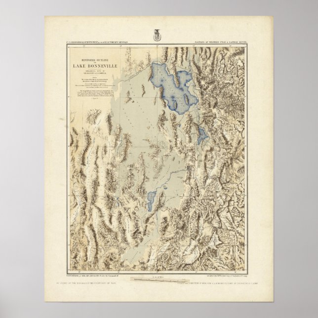 Restored Outline of Lake Bonneville Poster (Front)